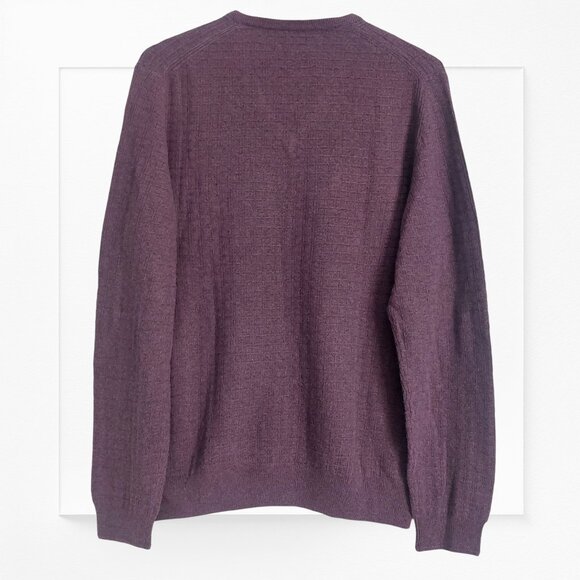 JoS. A. Bank Men's Wool Sweater L Burgundy Pullover V Neck Classic Menswear NEW - Picture 3 of 8